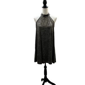 Mary & Mabel, Gray, Velvet Halter Dress, Size S